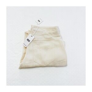 Naked Zebra Cream Straight Leg Pants Adjustable Crop SZ M